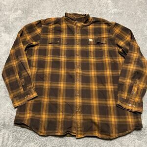 Carhartt Shirt Mens XXL Tall Flannel Long Sleeve Plaid Loose Heavyweight 104451